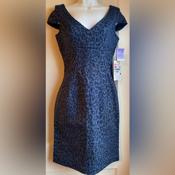 SOLD! BB Dakota Blue Leopard Print Denim “Freye” Dress NWT Sz 6 Retro Rockabilly - Picture 3 of 12